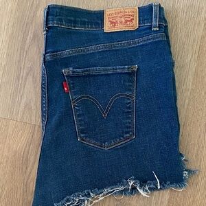 Levi's Blue Denim Frayed Shorts
